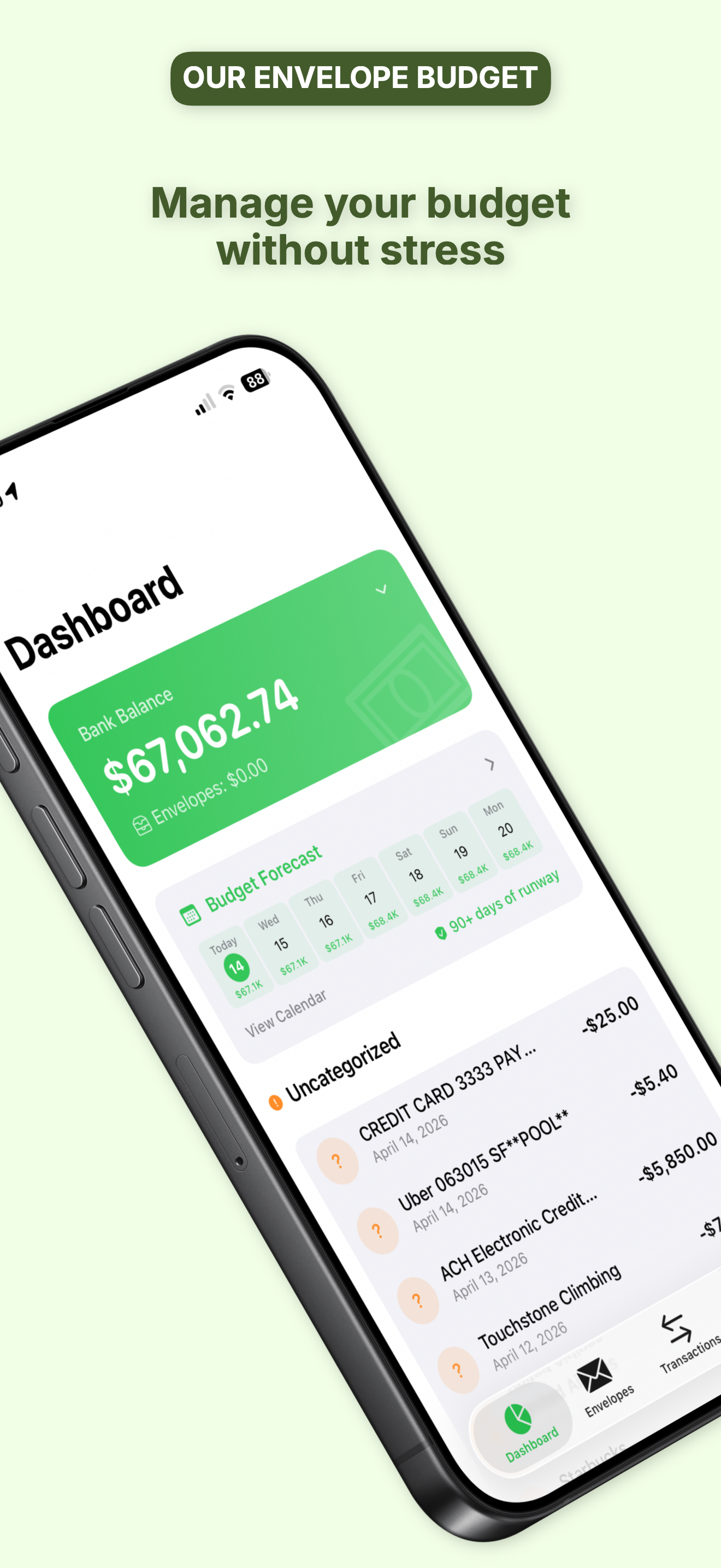 Dashboard with shared balance and budget forecast